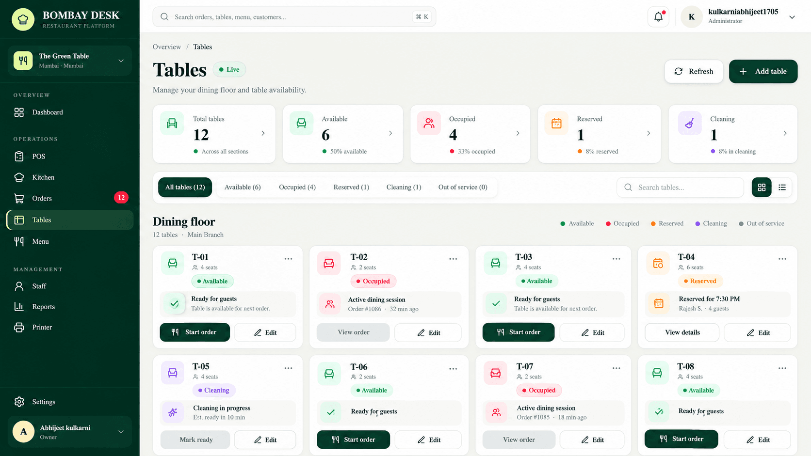 BombayDesk UI screen 4