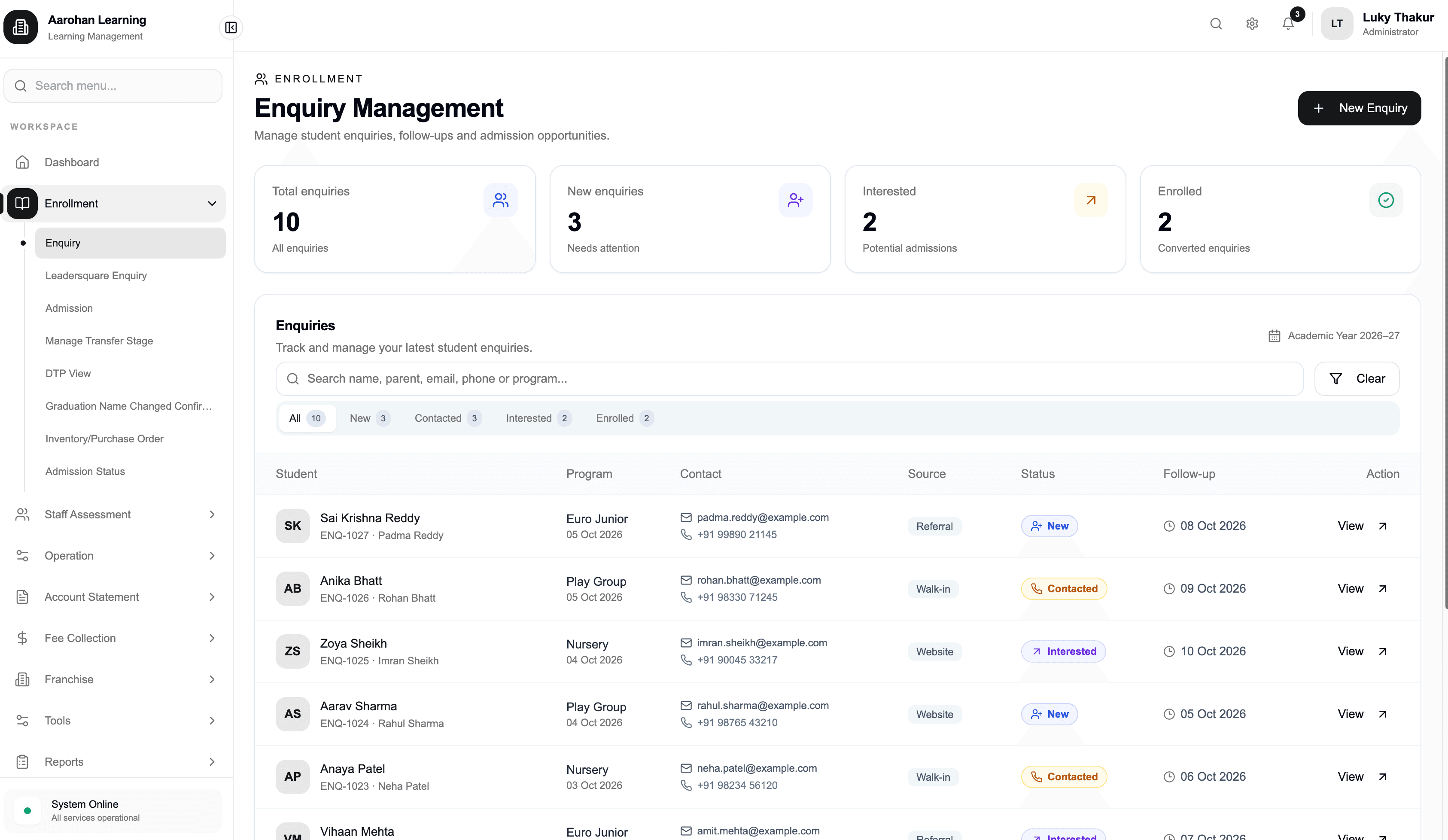Education ERP UI screen 2