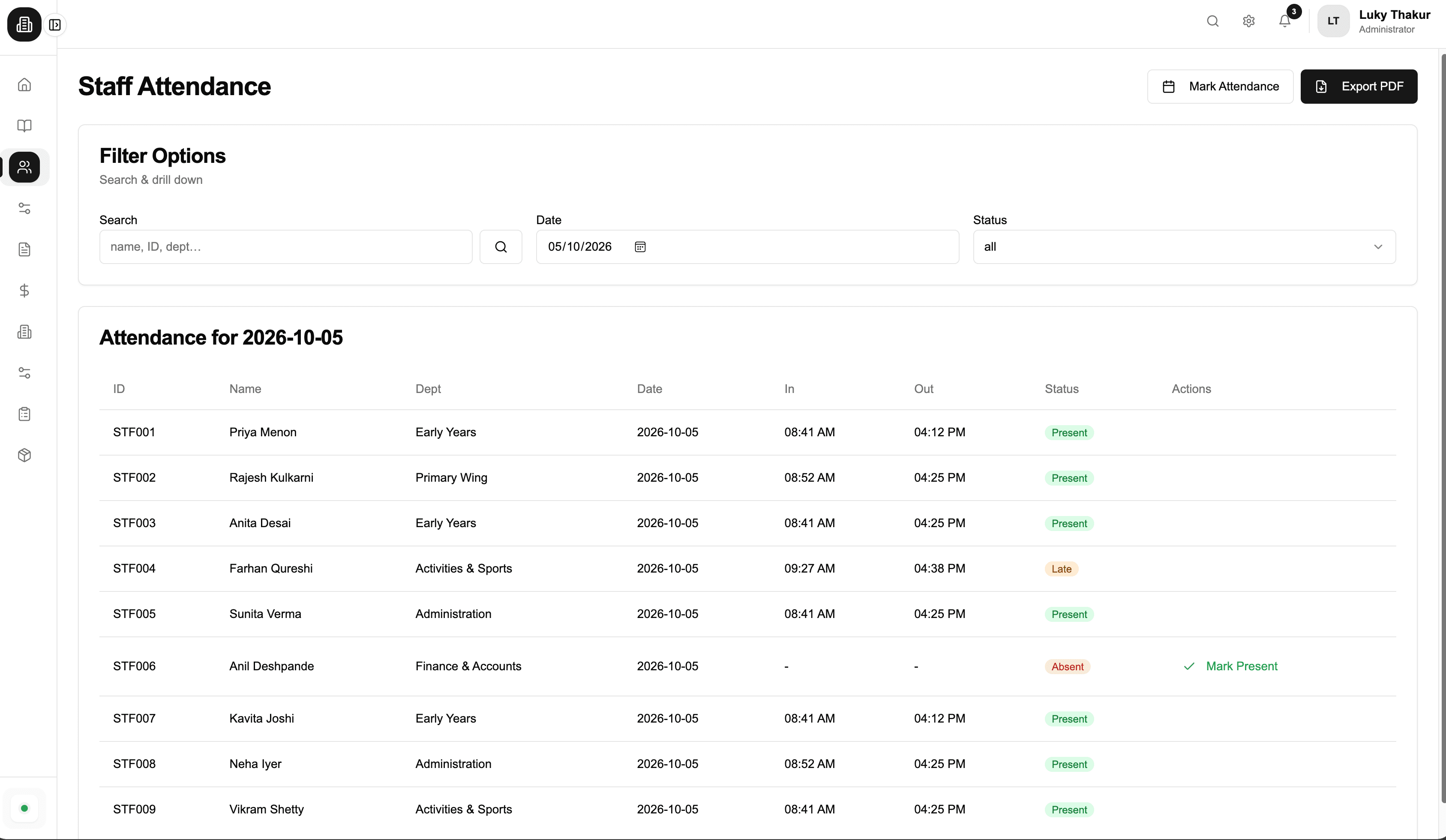 Education ERP UI screen 3